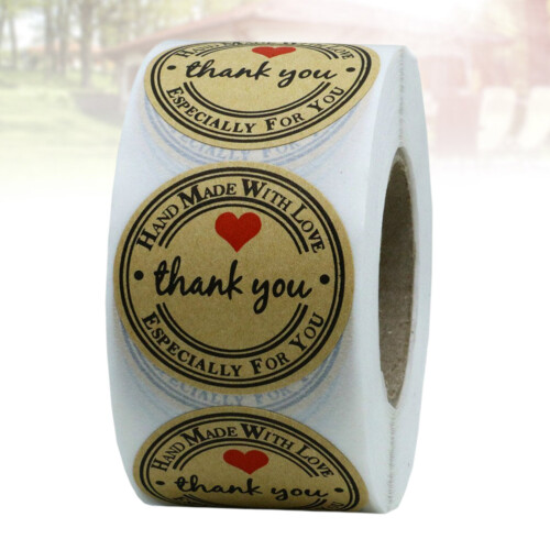 1Rouleau Stickers Rond Kraft Étiquettes Pour 2