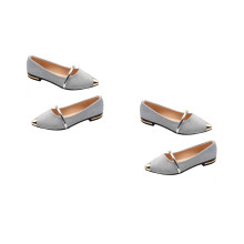 2Pairs Elegant Silver Pearl Flat Single Shoes Pointed Toe Woman Pumps