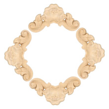 4Pcs Durable Khaki Wood Appliques Corner Moulding for Home Decor