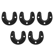 5Pcs Stainless Steel Open Flange Base Black Closet Rod Holder