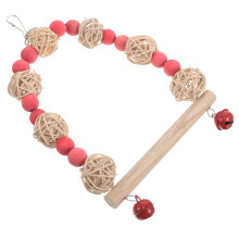 Parrot Swing Toy: Wooden Perch Rattan Ball for Budgies Cockatiels