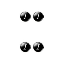 2Pcs Glass Collar Button Cuff-Link Black Copper Smooth Electroplated