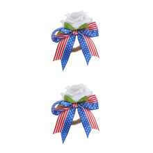 2Pcs Party Decoration Napkin Rings in White Silk and Jute Rope