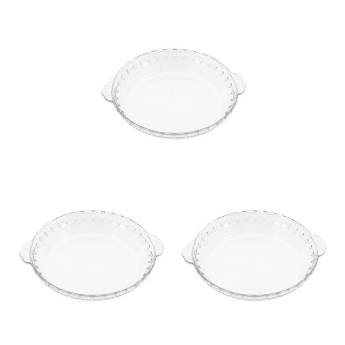 3Pcs Glass Pie Plates Versatile Baking Tray Clear Set
