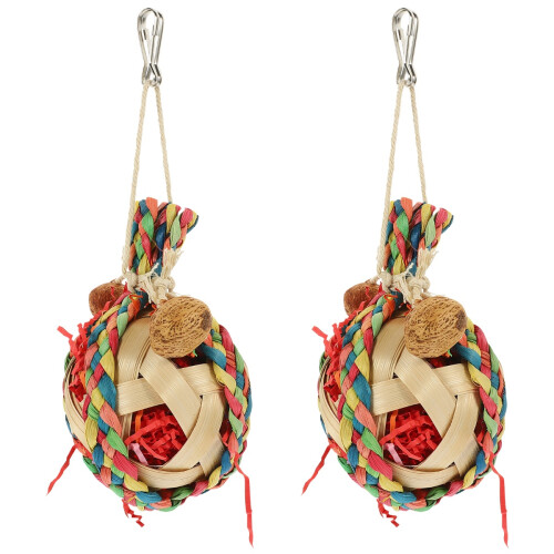 2Pcs Birdcage Hanging Decor Parrot Biting Plaything Natural Toy