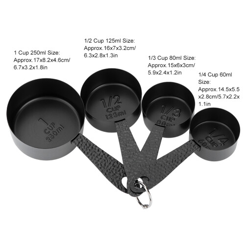 4PCS Stainless Steel Measuring Spoons Set 60ml-250ml Black Kitchen Tools 2