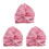 3Pcs Satin Bath Cap Pink Elastic Sleep Bonnet Multipurpose 5