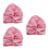 3Pcs Satin Bath Cap Pink Elastic Sleep Bonnet Multipurpose 6