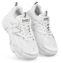 1Paar Chunky Sneakers Weiß Damen Athletische Schuhe Mit Fester Sohle