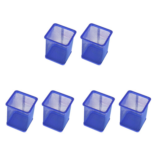 6Stk Robuster Metall Pen Container Blau Ideal Für Stifte 2