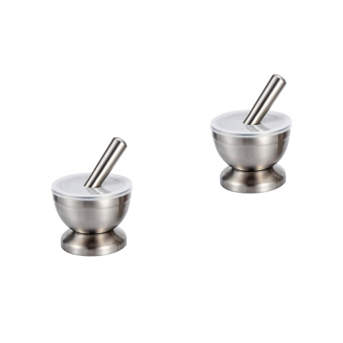 2Pièces Pilon À Ail En Acier Argenté, Ustensile De Cuisine Polyvalent