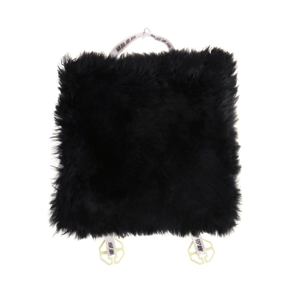 Wool Car Cushion Soft Sheepskin Pad For Car Seat Comfort Black 3721277834194
