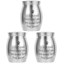 3Pcs Mini Pet Urns Silver Aluminum Alloy Small Keepsake Urn for Ashes