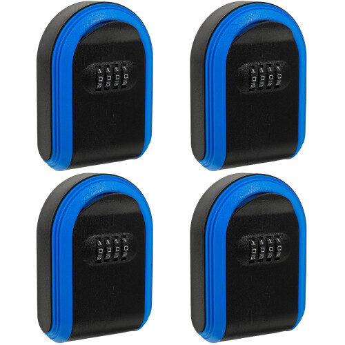 4Pcs Outdoor Blue Key Lock Box Plastic Safe Box with Resettable Code