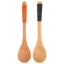 2 Pcs Japanese Eating Spoons Natural Wood Dessert Wooden Flatware