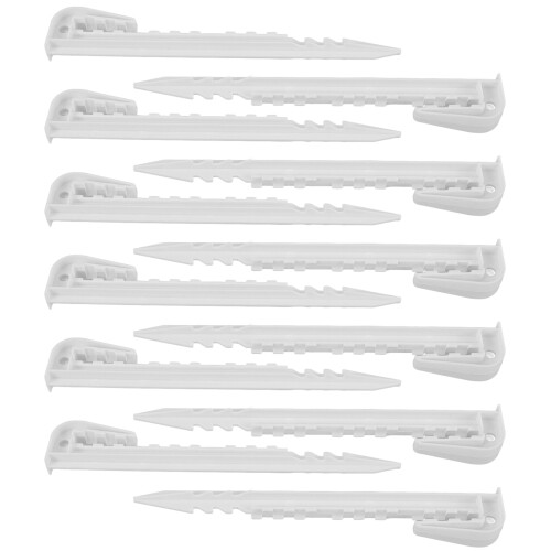 80Pcs White Plastic Ground Stakes for Garden, Camping and Beach Use 2