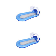 2Pcs Blue Inflatable Pool Hammock Recliner Floating Bed with Sunshade