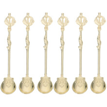 2 Count Carved Spoon Zinc Alloy Dessert Spoons Embossed Handle Coffee
