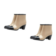 2Paren Zwarte PVC Regenlaarzen Dames Comfortabel Waterdicht