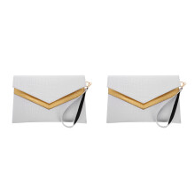 2Pcs Lightweight White PU Clutch Bag for Women Vintage Envelope Purse