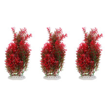 3Pcs Vibrant Red Aquarium Plants Plastic Simulation Fish Tank Decor
