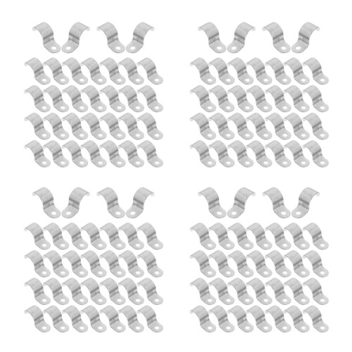 200Pcs Silver Iron Pipe Cable Clips Single-Side Outdoor Wire Clamps