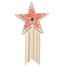 4Pcs DIY Red Resin Star Rhinestones Iron on Patches for Clothing