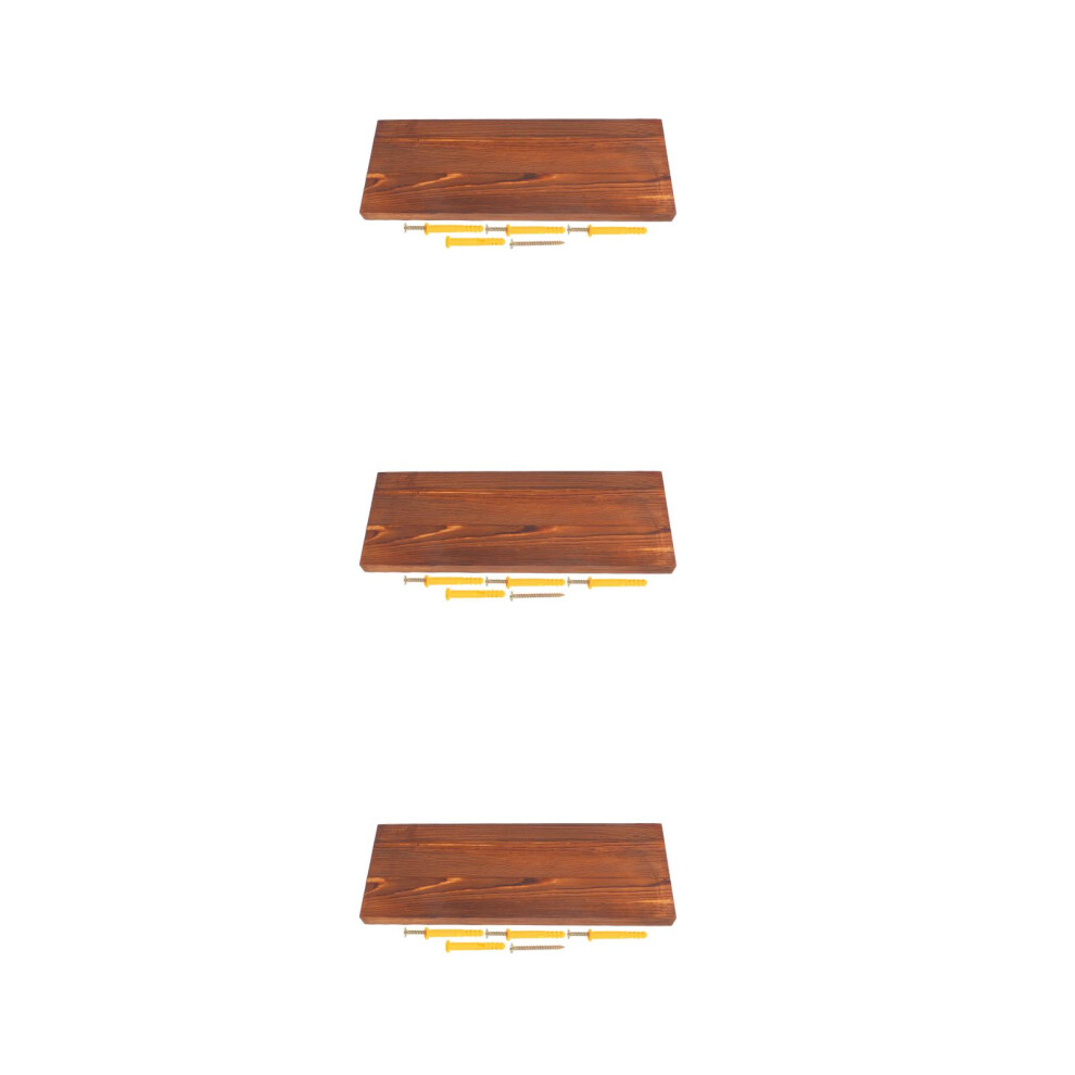 3Pcs Brown Wood Floating Shelves Rustic Wall Mounted Home Storage 3722858823217