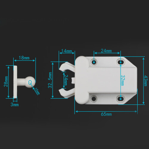 2pcs Cabinet Door Self-Locking Lock White 2