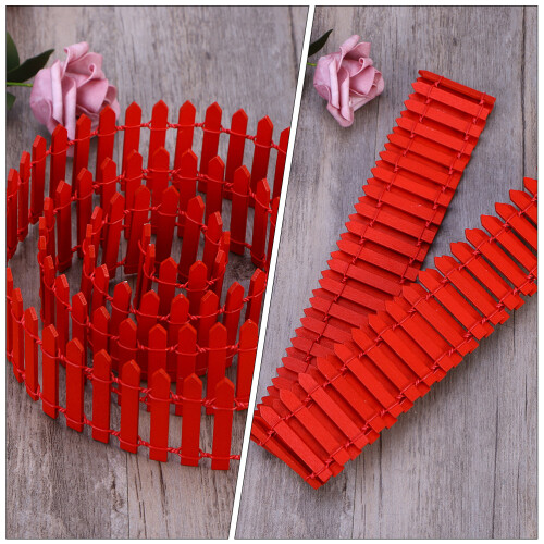 2Stk Mini Holzzaun Gartenzaun Rot Langlebig Dekorativ 1