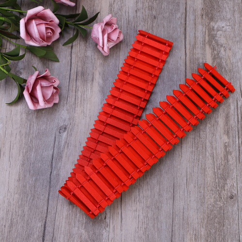 2Stk Mini Holzzaun Gartenzaun Rot Langlebig Dekorativ 2
