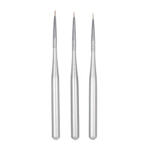 3Pcs Silver Nail Stripping Brushes for Accurate Nail Art Design