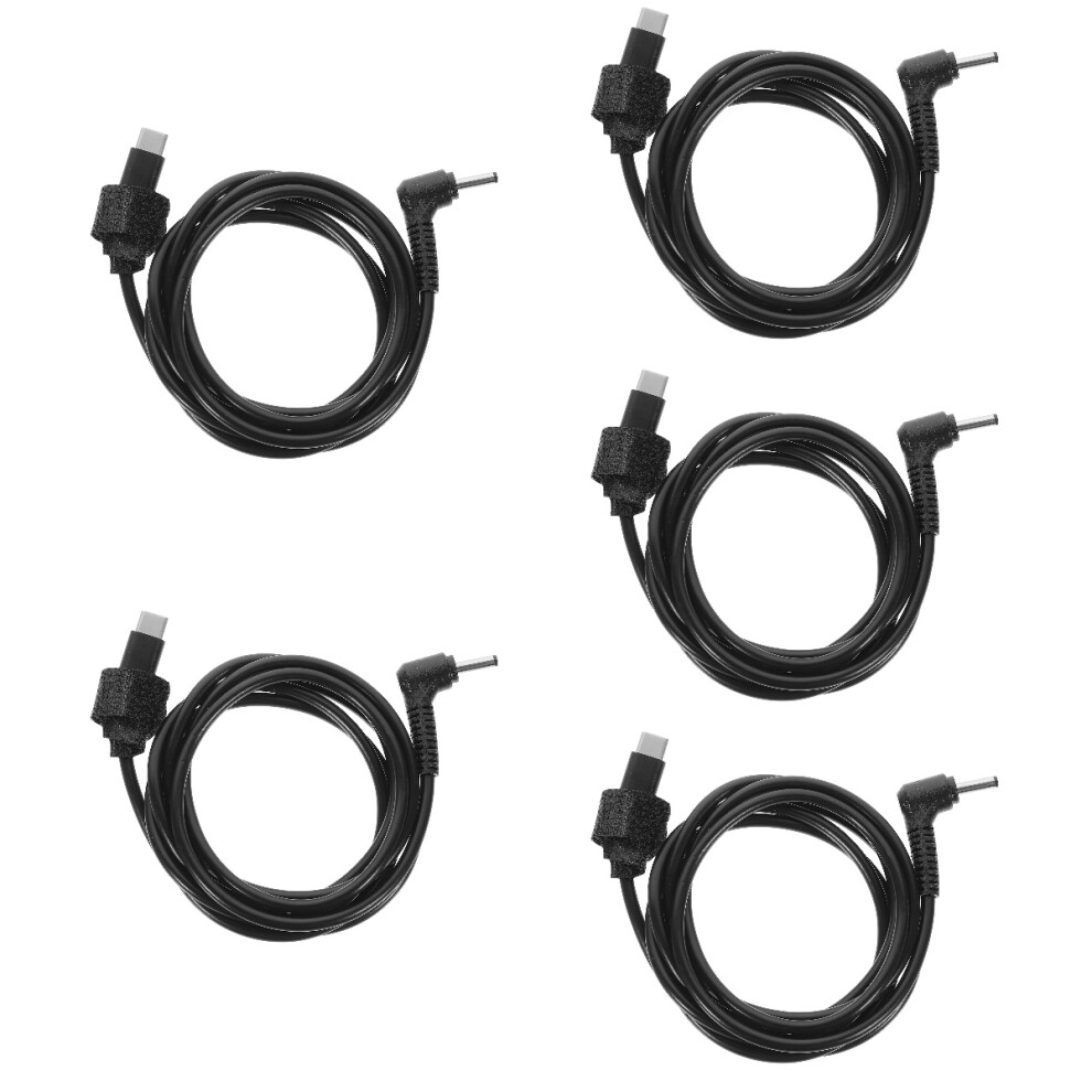 5Pcs Usb C To Dc Charging Cable Pvc Power Adapter For Home Use Black 3722821874321