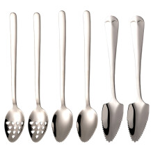 6Pcs Stainless Steel Baby Fruit Scraping Spoons Silver Durable Set