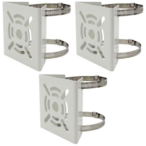 3Pcs High Strength Pole Mount Bracket for Cctv Cameras Light Grey 2