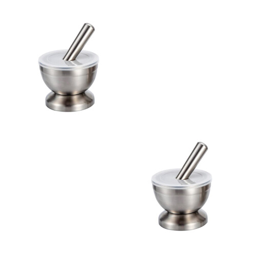 2Pièces Pilon À Ail En Acier Argenté, Ustensile De Cuisine Polyvalent 1