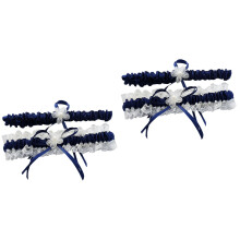 2St Bruiloft Kousenbanden Band Elastisch Donkerblauw Decoratie