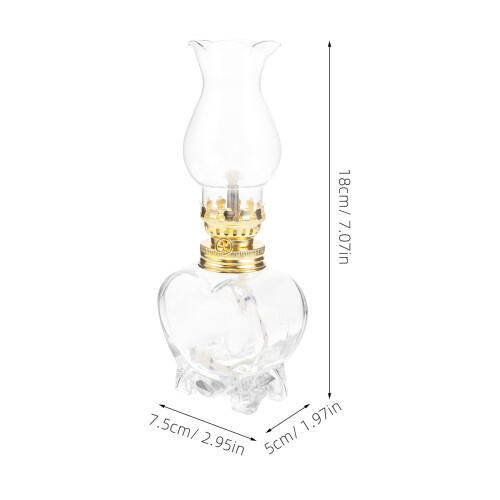 2Pcs Rustic Glass Oil Lamp Adjustable Flame Emergency Lantern 2