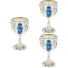 3Pcs Mini Metal Wine Cups Silver Vintage Style Reusable Cups