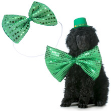 Men And Women Adjustable Pre-Tied Green Sequin Bowtie For St Patrick Day