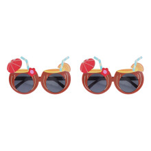 2Pcs Brown Plastic Hawaiian Party Sunglasses Funny Luau Beach Props