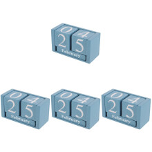 4Pcs Wooden Block Desk Calendar Sky-Blue Perpetual Office Decoration