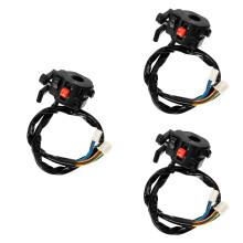 3Sets Motorcycle Handlebar Switch Black Plastic Copper Ignition on Off