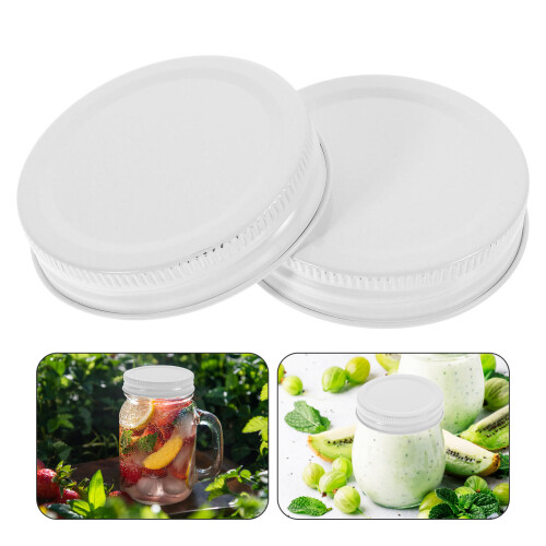40Pcs Tinplate Mason Jar Covers White Reusable Sealing Lids 1