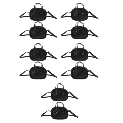 10Pcs Black PU Mini Doll Bag Easy-Clean Shoulder Bag for Dolls