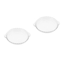 2Pcs Oven & Microwave Glass Pie Pans Transparent Food Plates