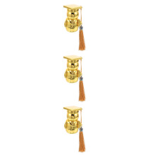 3Pcs Graduation Award Medals Resin Desktop Decorations Golden Trophies