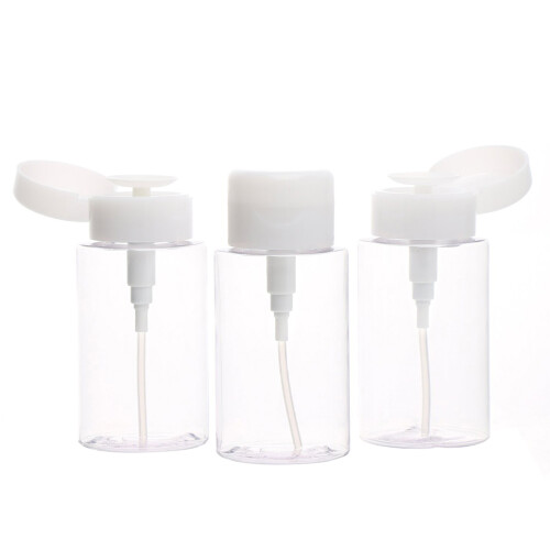 4Pcs White Plastic Dispensing Bottles for Makeup Remover Travel Use