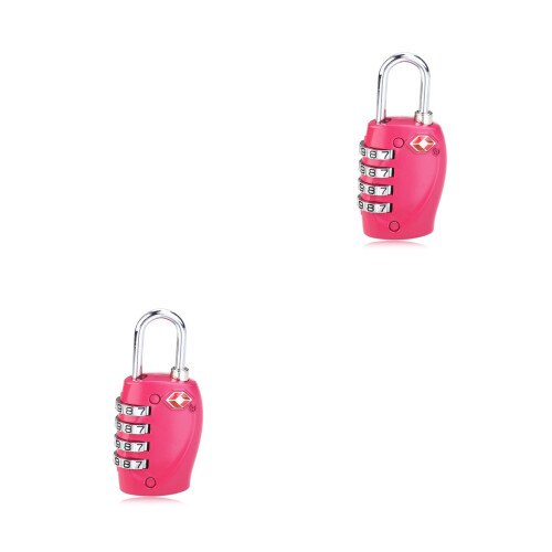 2Pcs Durable Rosy Zinc Alloy Tsa Luggage Padlocks 4-Digit Code
