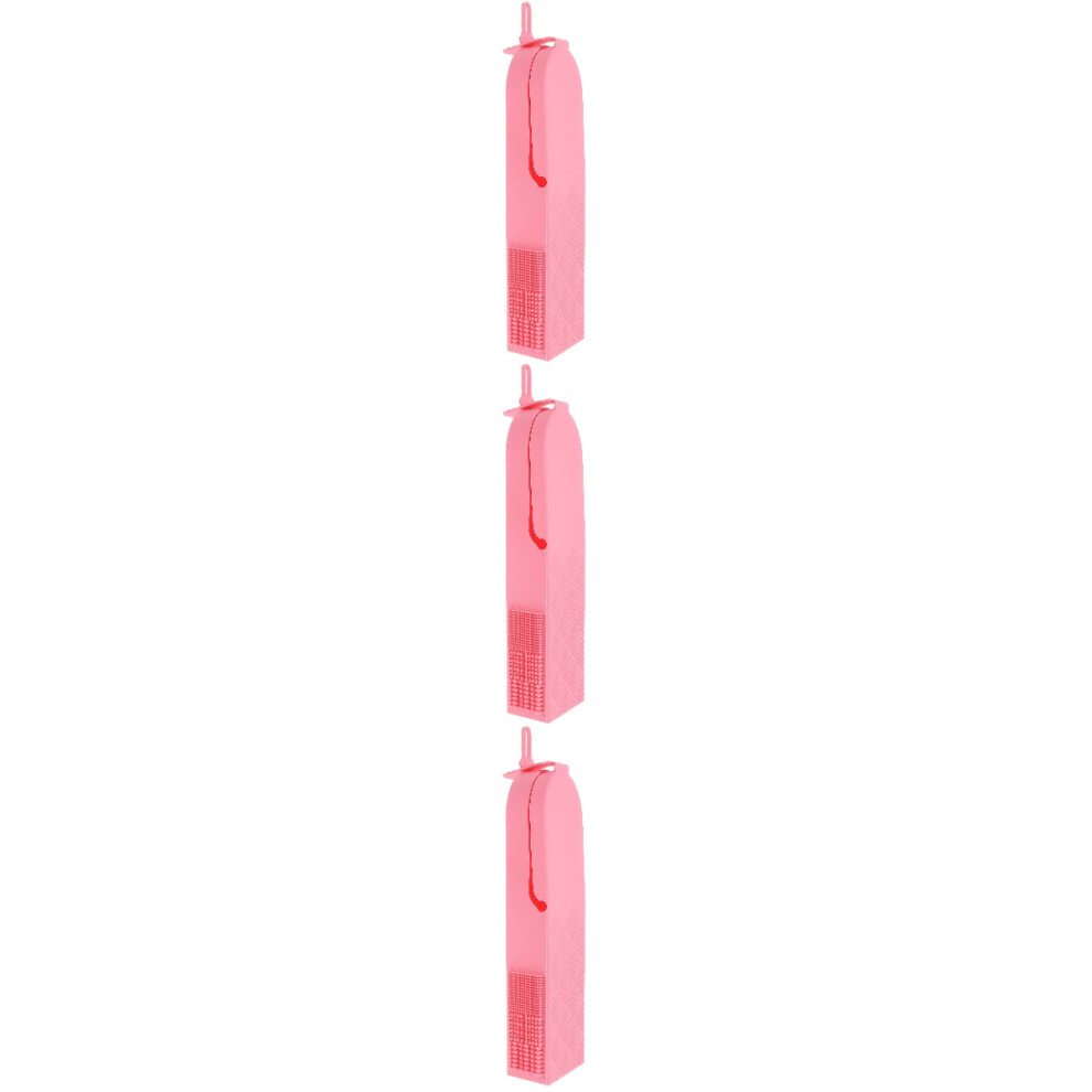 3Pcs Compact Pink Silicone Makeup Brush Storage Case Travel Organizer